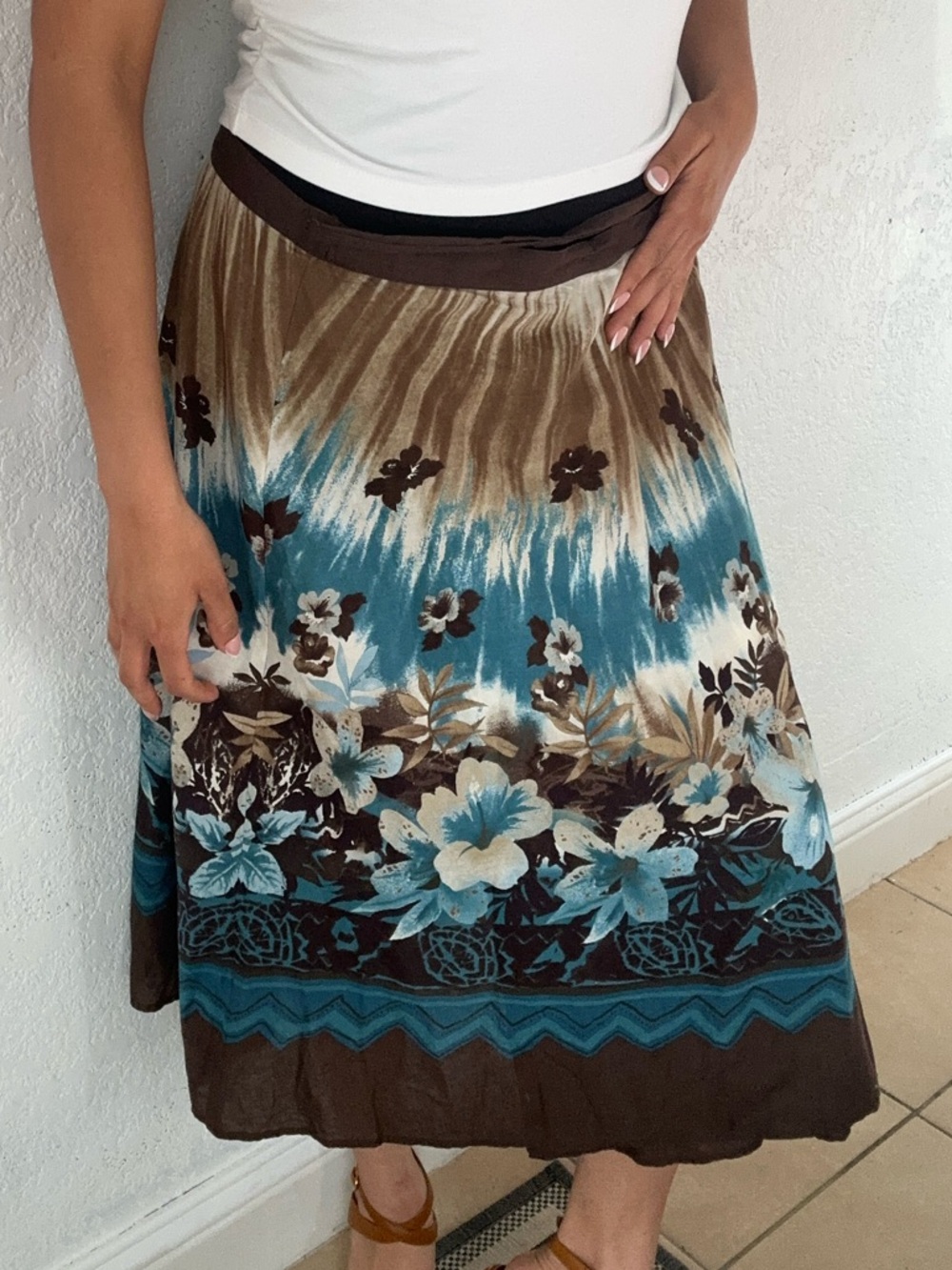 Vintage costal beach Liz & Co Wrap Midi Skirt‎